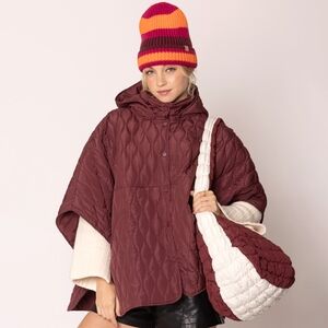 Burgundy Ivory Cloud Puffer Hobo Bag Purse Quilted Shoulder Womens Crossbody